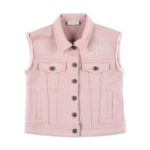 logo-embroidered denim gilet