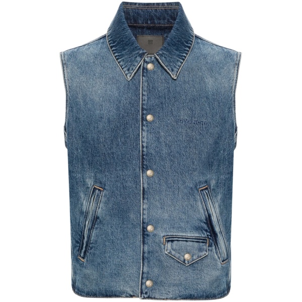 logo-embroidered denim vest