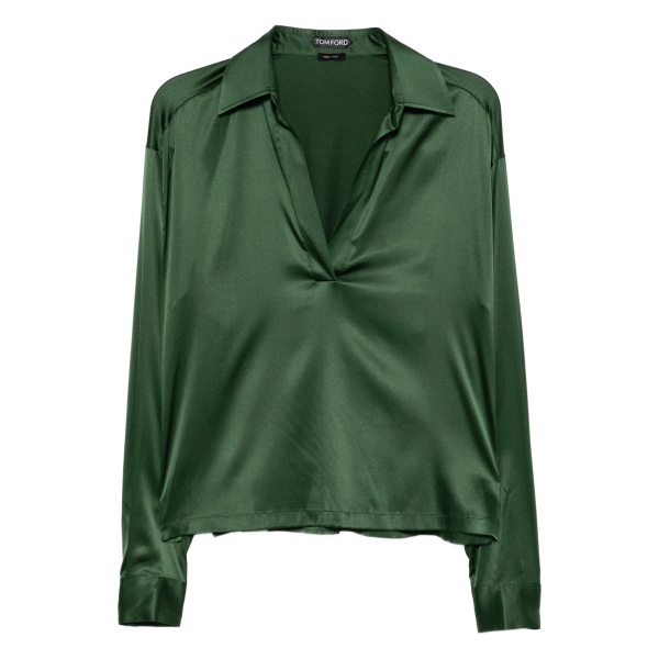 logo-embroidered satin tunic