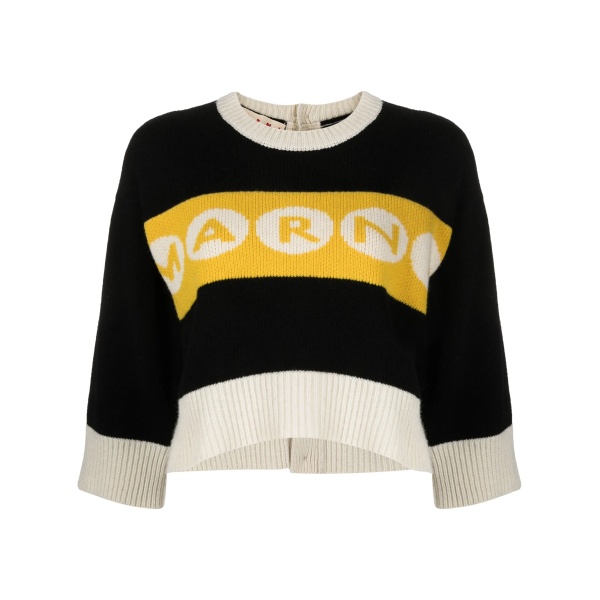 logo-intarsia cropped jumper