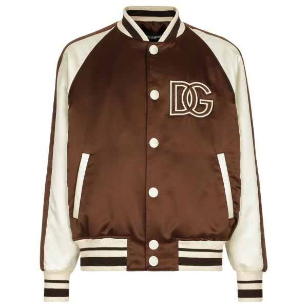 logo-patch colour-block bomber jacket