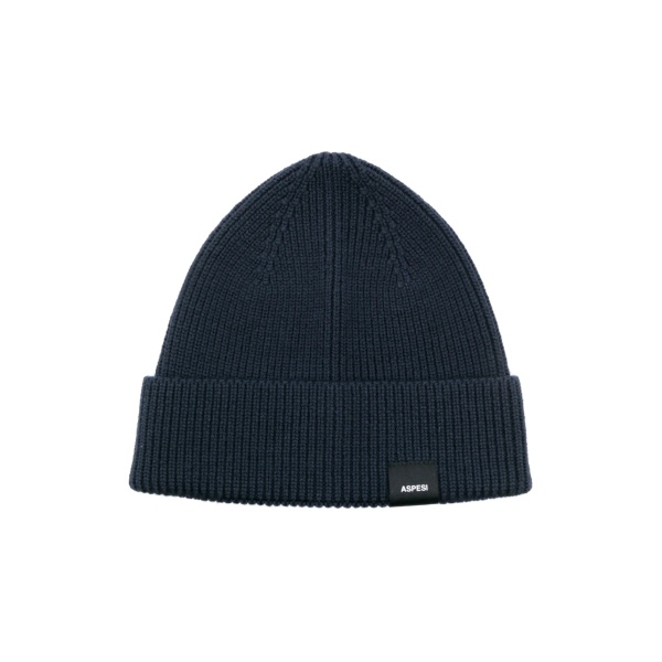 logo-patch ribbed beanie