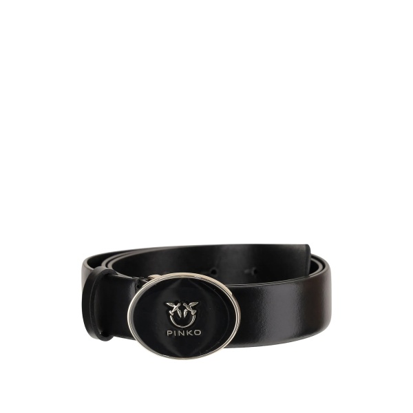 logo-plaque leather belt