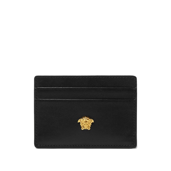 logo-plaque leather cardholder