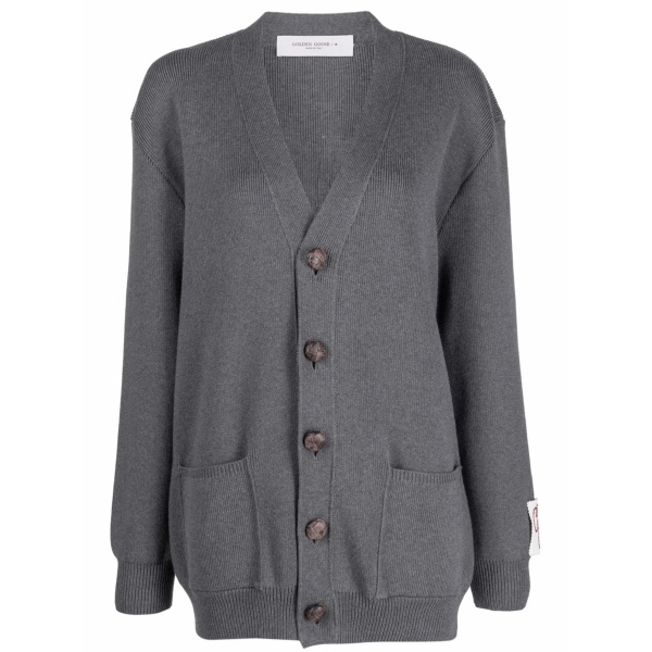 logo-print knitted cardigan