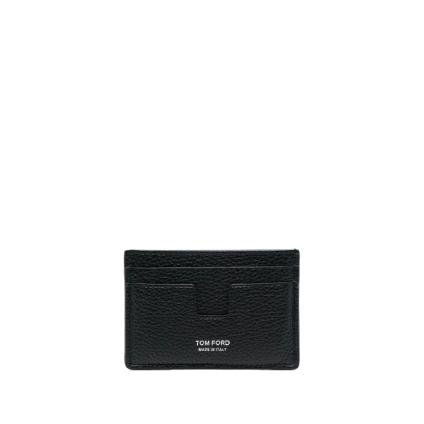 logo-print leather cardholder