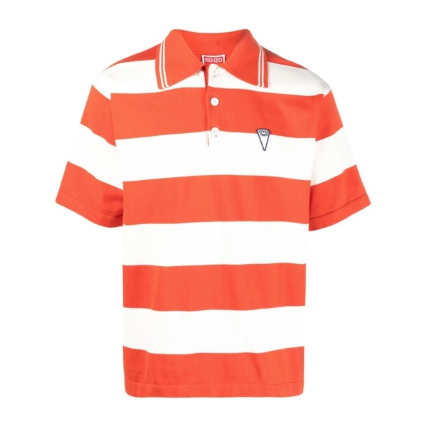 logo-print striped polo shirt