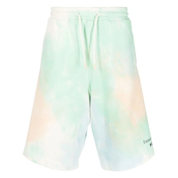 logo-print tie-dye shorts