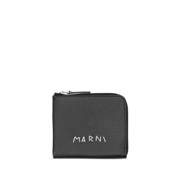 logo-stitch zipped leather wallet