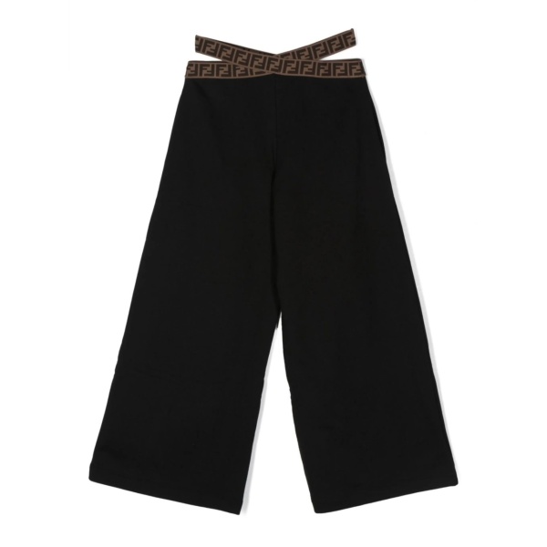 logo-waist wide-leg pants