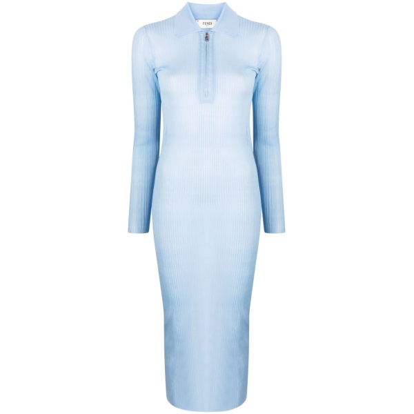 long-sleeve ribbed midi dress