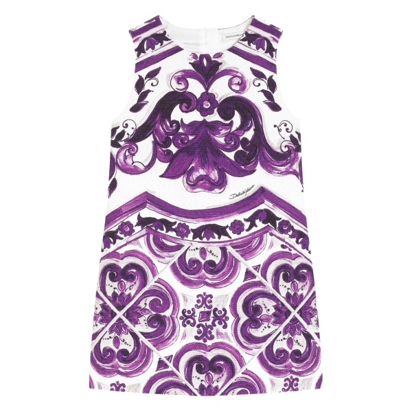 Majolica-print sleeveless dress