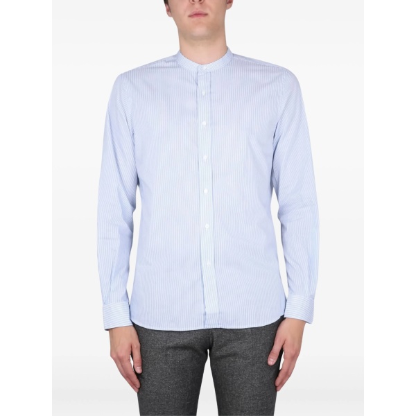 mandarin-collar striped shirt