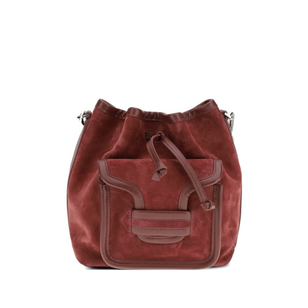 maxi Alpha suede flap pocket bucket bag