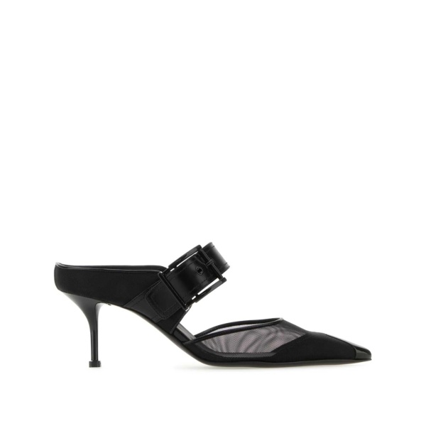 mesh-panelling pointed-toe mules