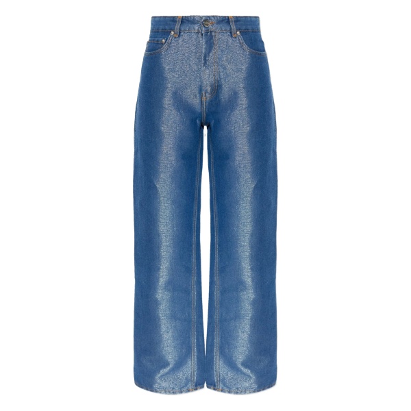 metallic-effect jeans
