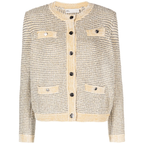 metallic-thread striped cardigan