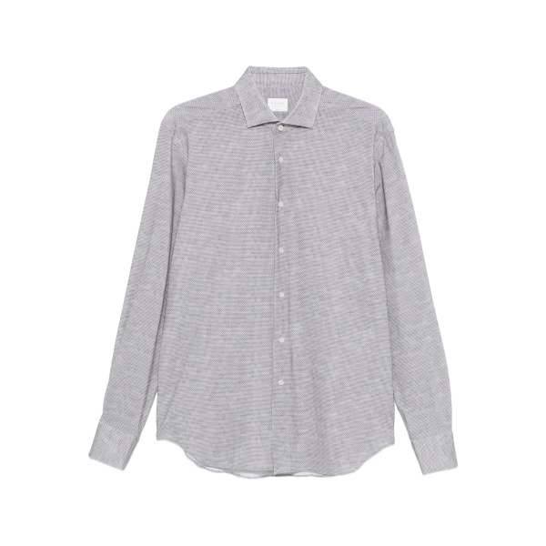 micro patterned button-down shirt