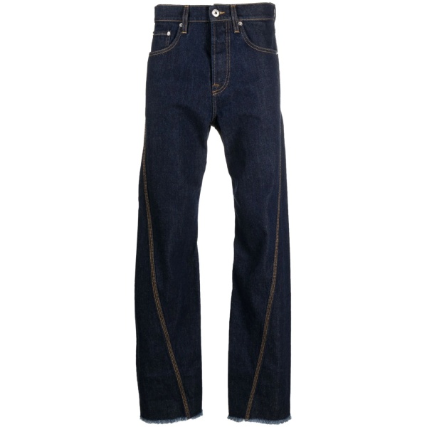 mid-rise straight-leg cotton jeans