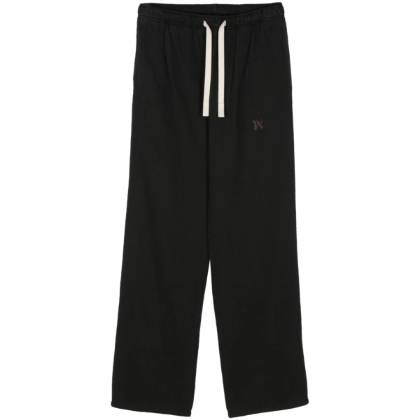 monogram-embroidered straight trousers