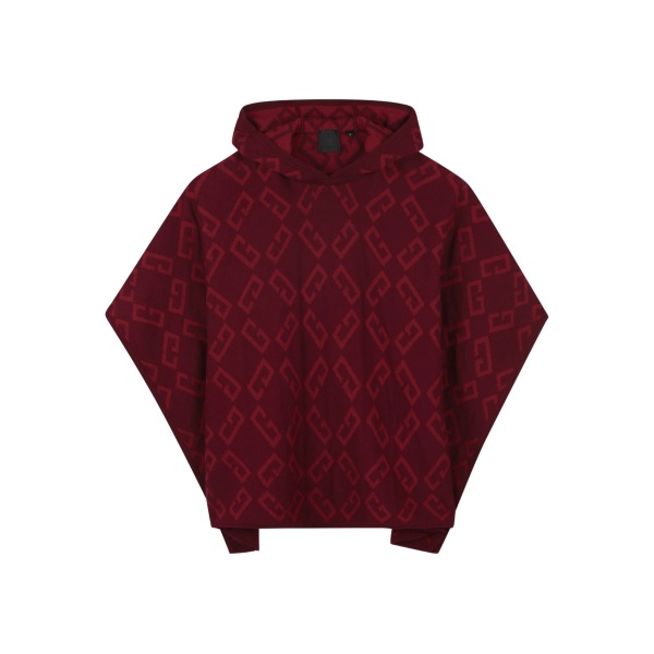 monogram jacquard hooded poncho