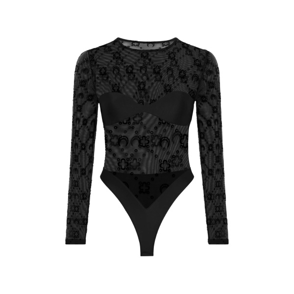 Moonogram long-sleeve bodysuit
