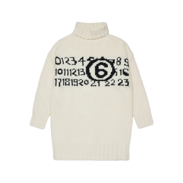 Numbers-motif turtleneck sweater