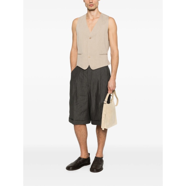 Pastro pleated cuffed-hem shorts