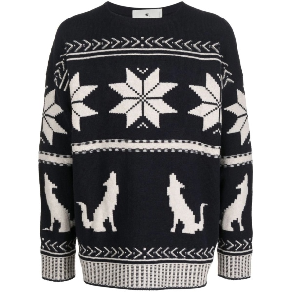 patterned-jacquard knitted jumper