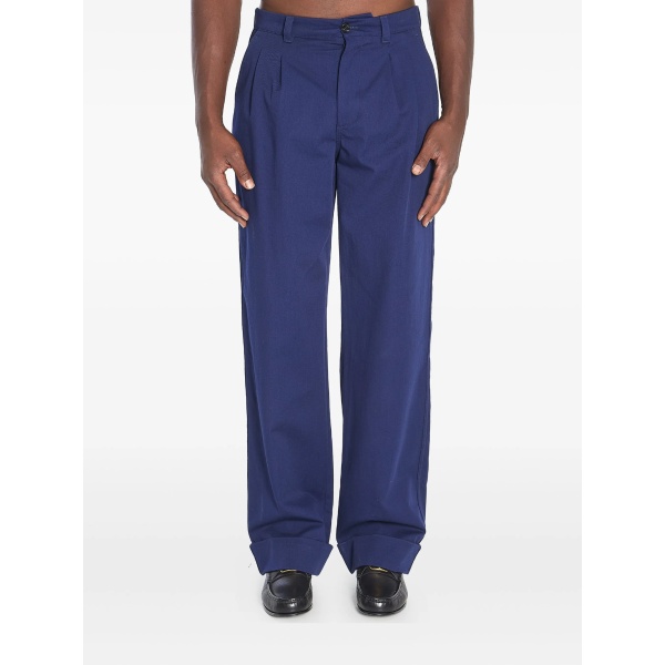 pleat cotton trousers