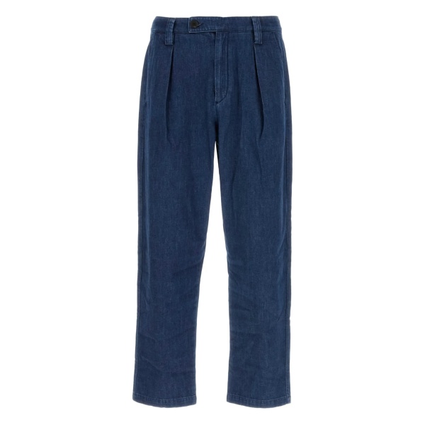 pleat-detailed cotton jeans