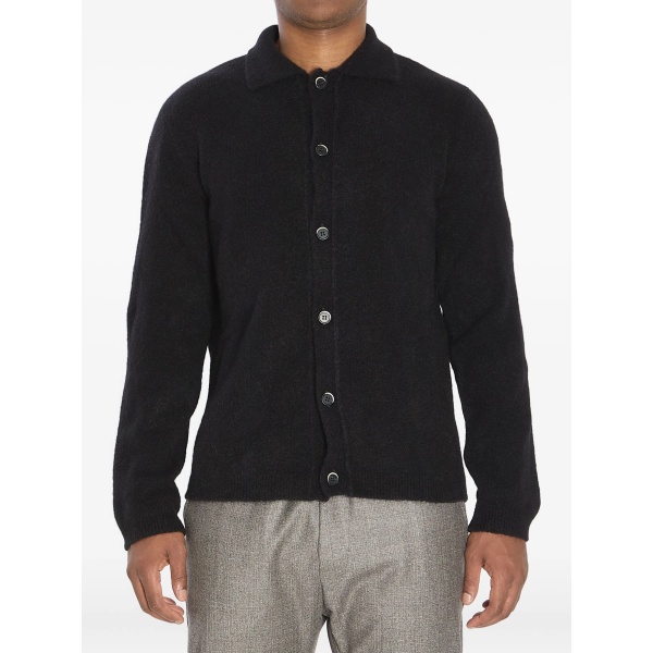 pointed-collar knitted cardigan