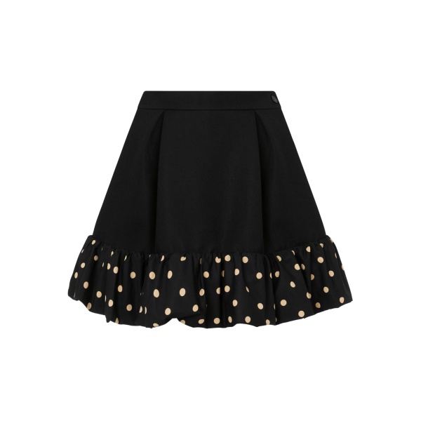 polka-dot ruffled mini skirt