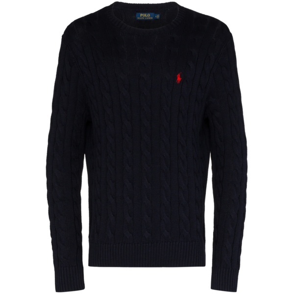 Polo-Pony cable-knit jumper