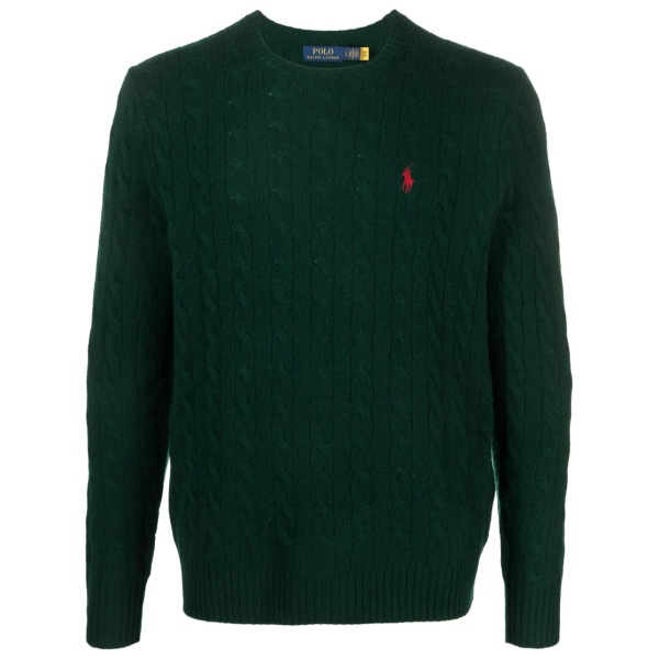 Polo Pony-motif cable-knit jumper