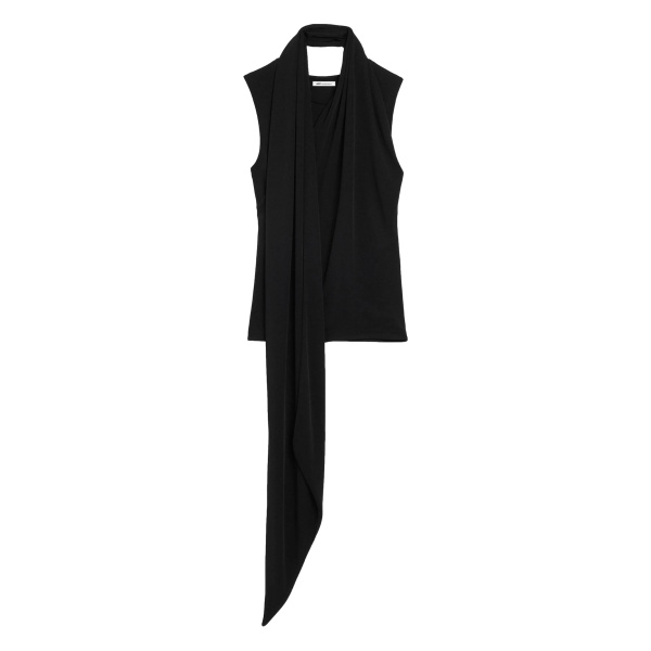 pussy-bow sleeveless top