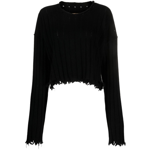 raw-edge cashmere top