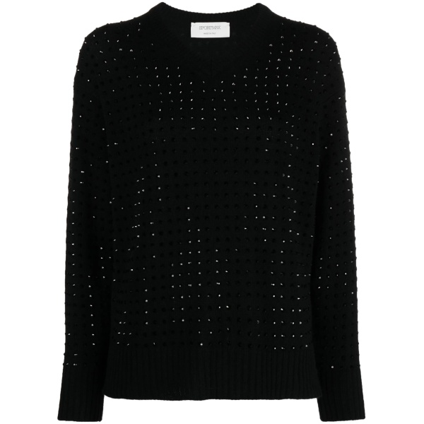 rhinestone-embellished fine-knit jumper