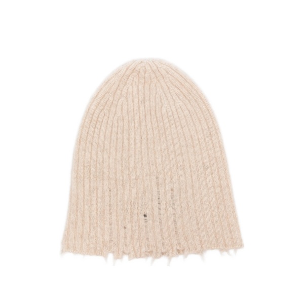 ribbed frayed beanie hat