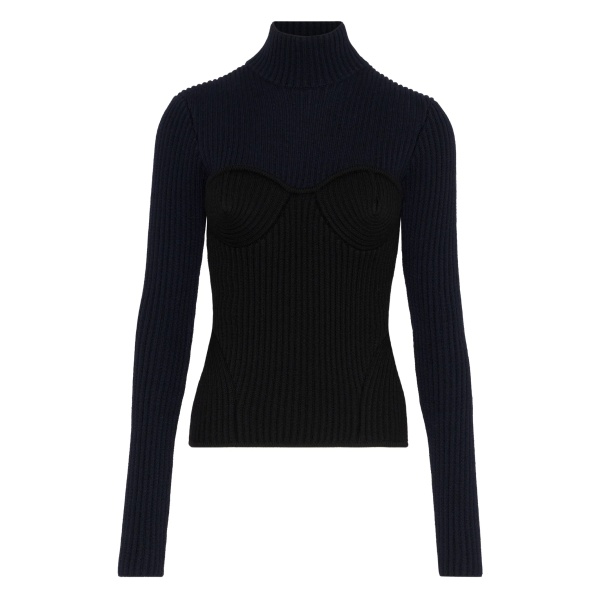 ribbed high-neck sweater