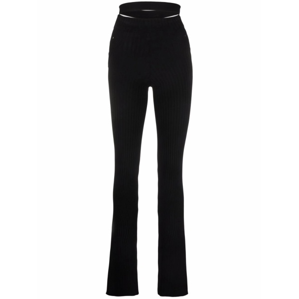 ribbed-knit bootcut trousers