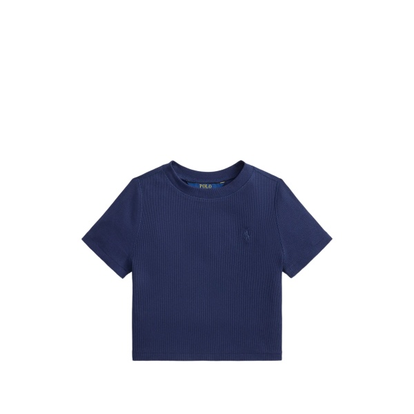 ribbed logo-embroidered T-shirt