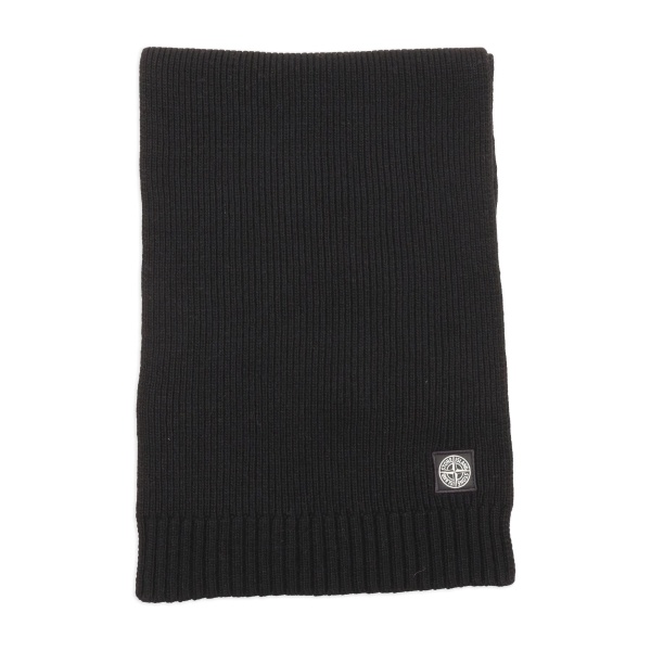 ribbed logo-patch scarf