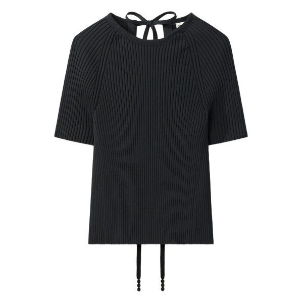 ribbed tie-back pullover