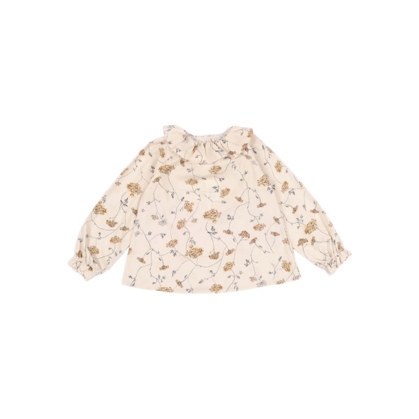 ruffled-collar floral-print shirt