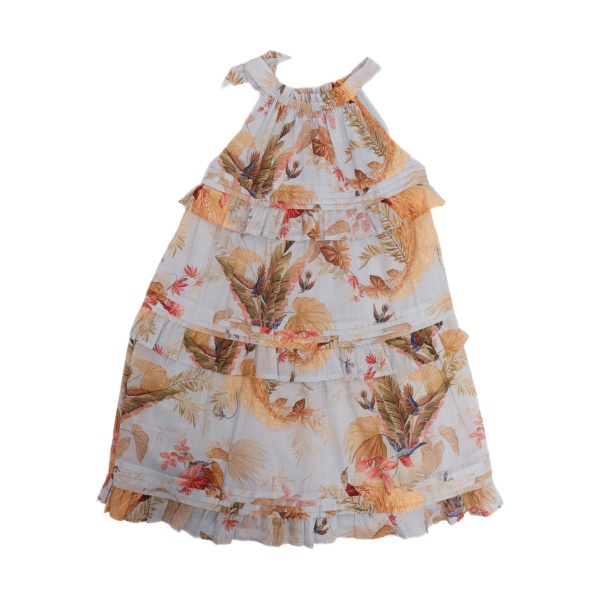 ruffled floral-print dress