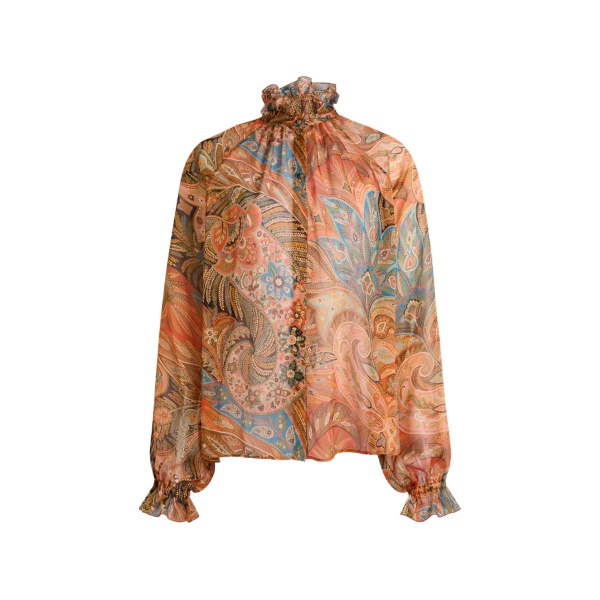 ruffled paisley-motif shirt