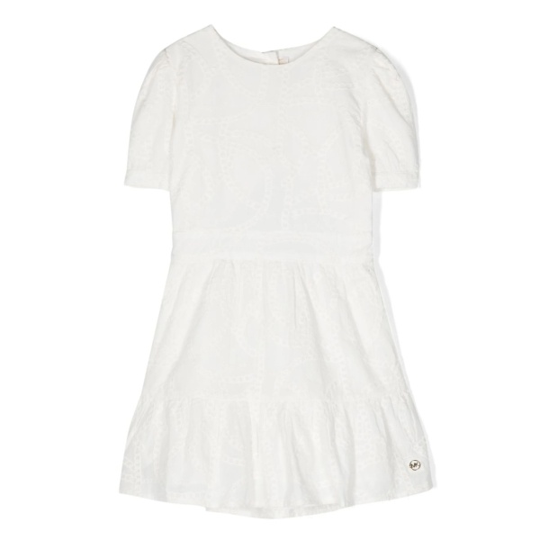 ruffled-trim broderie dress