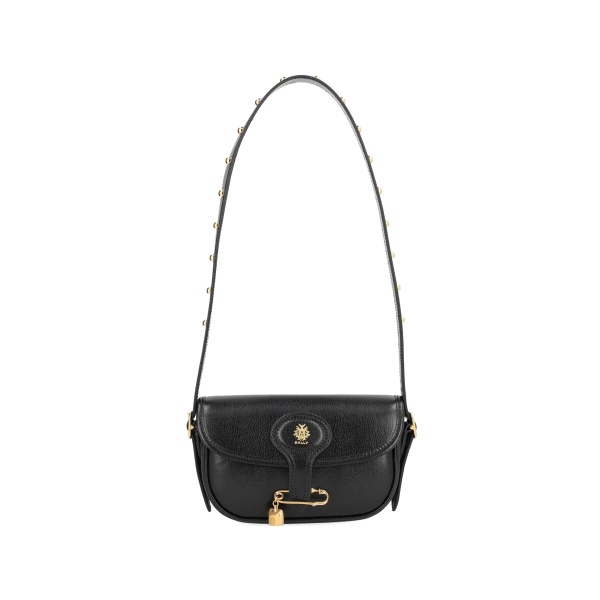 safety-pin-detail leather shoulder bag