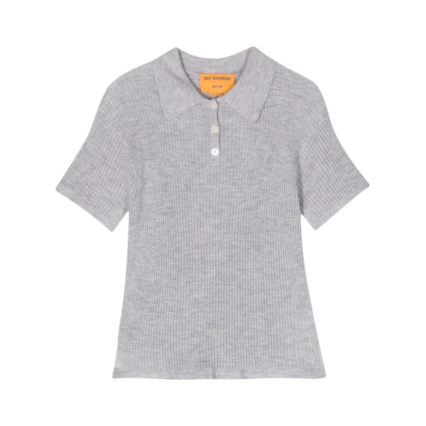 Shrunken cashmere polo top